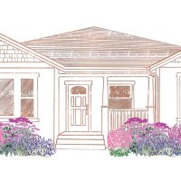 Illustration of Garden Fragrance in front of a house