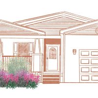 Illustration of Native Roots in the Southwest in front of a house