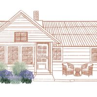 Illustration of Salty Garden Spaces in front of a house